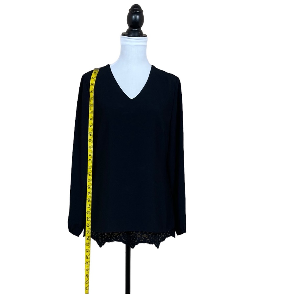CAbi Black “Tempest” Long Sleeves Lace Back and Hem Blouse - Picture 7 of 12